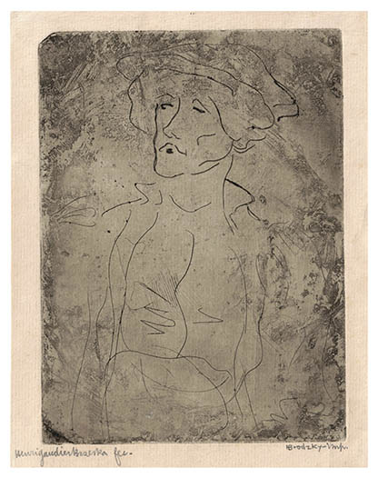 Study for Madonna , Charcoal drawing by Henri Gaudier-Brzeska